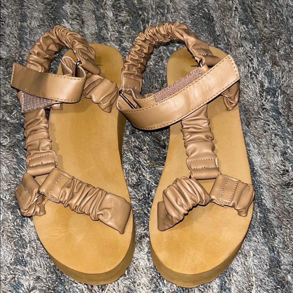Ruched Tan Sandals for Women